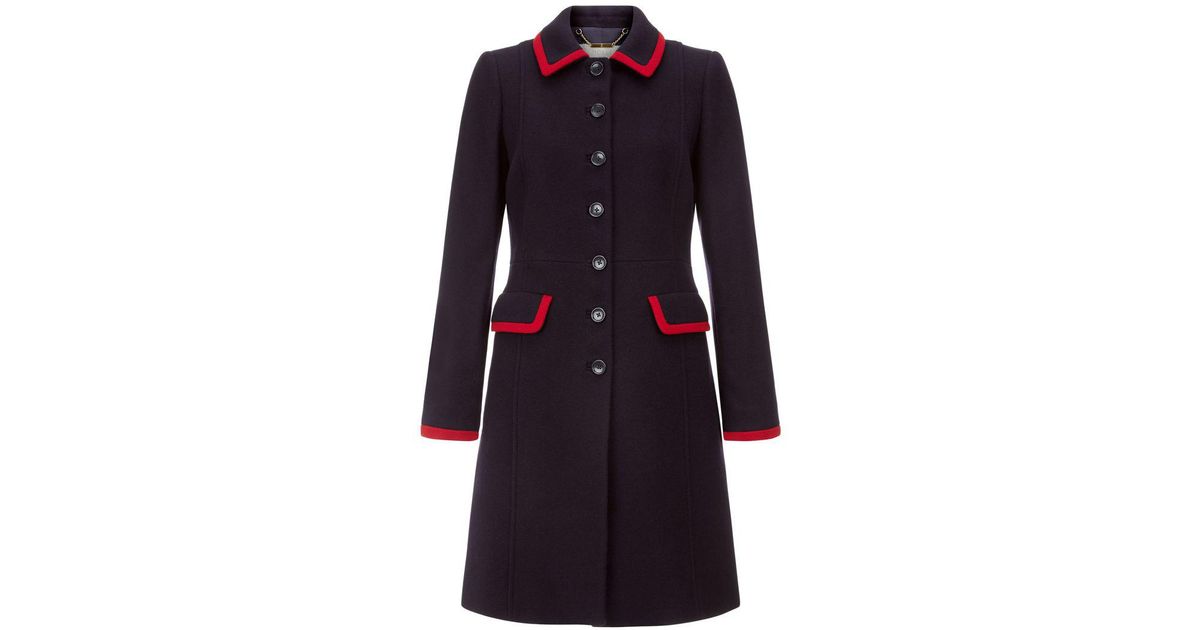 navy and red coat