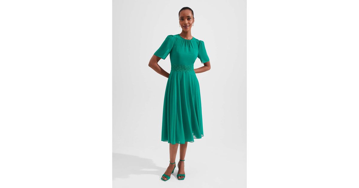 Hobbs Cressida Fit And Flare Dress in Green | Lyst UK