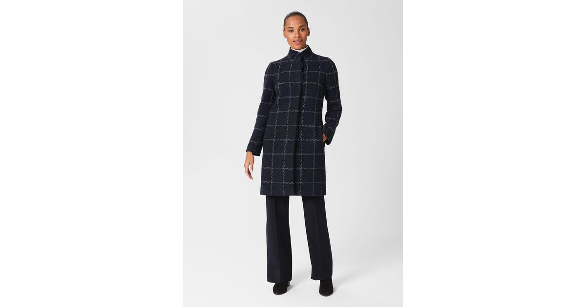Hobbs Lisa Wool Blend Check Coat in 