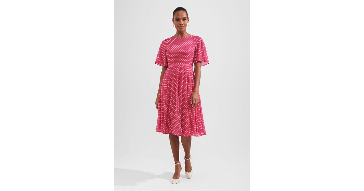 Hobbs Eleanor Spot Fit And Flare Dress in Red Lyst UK