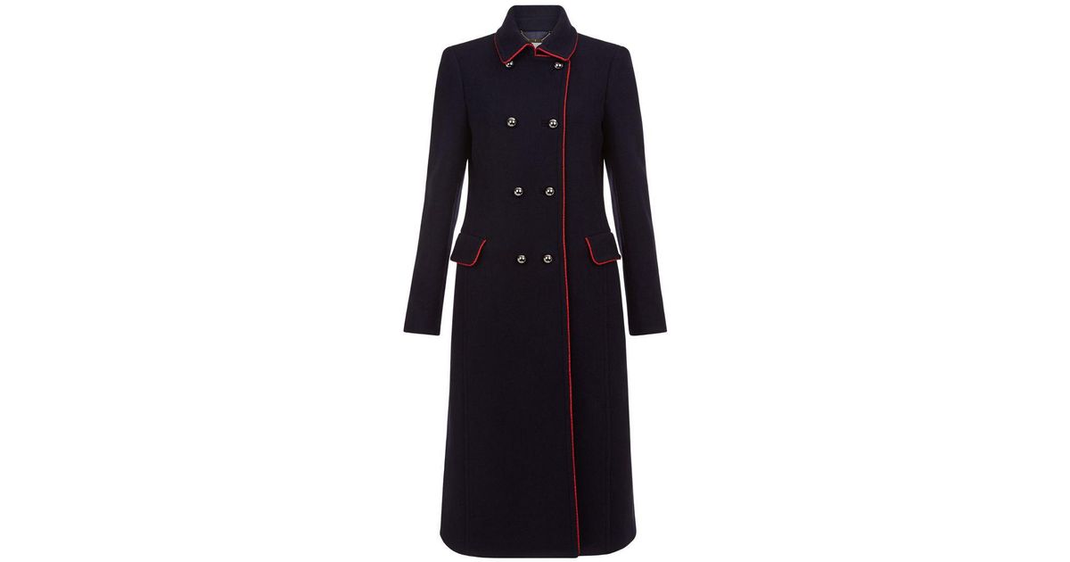 Hobbs Wool Carla Coat in Navy Red (Blue 