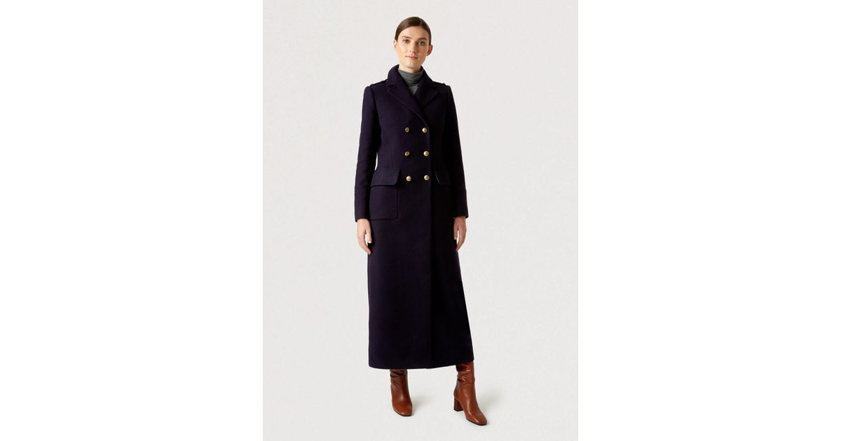 Hobbs Wool Bianca Maxi Coat in Navy 