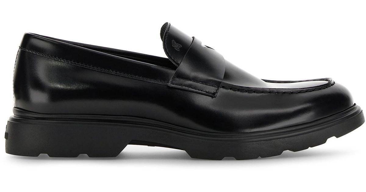 Hogan Leather Loafers in Black for Men - Lyst