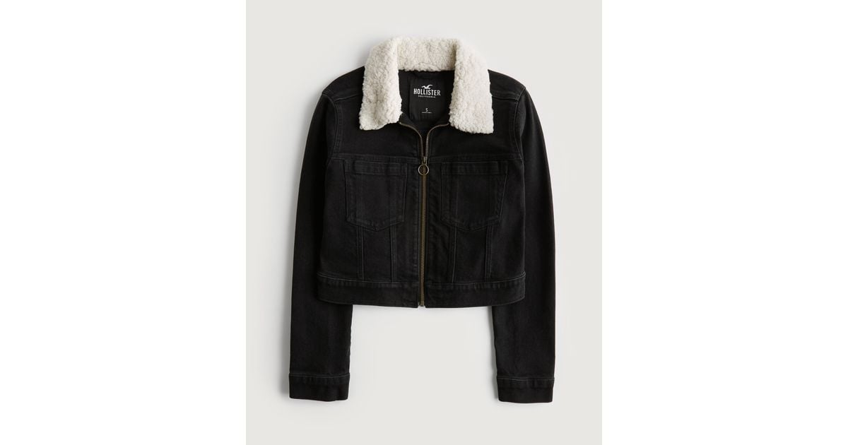 Hollister denim best sale jacket with fur