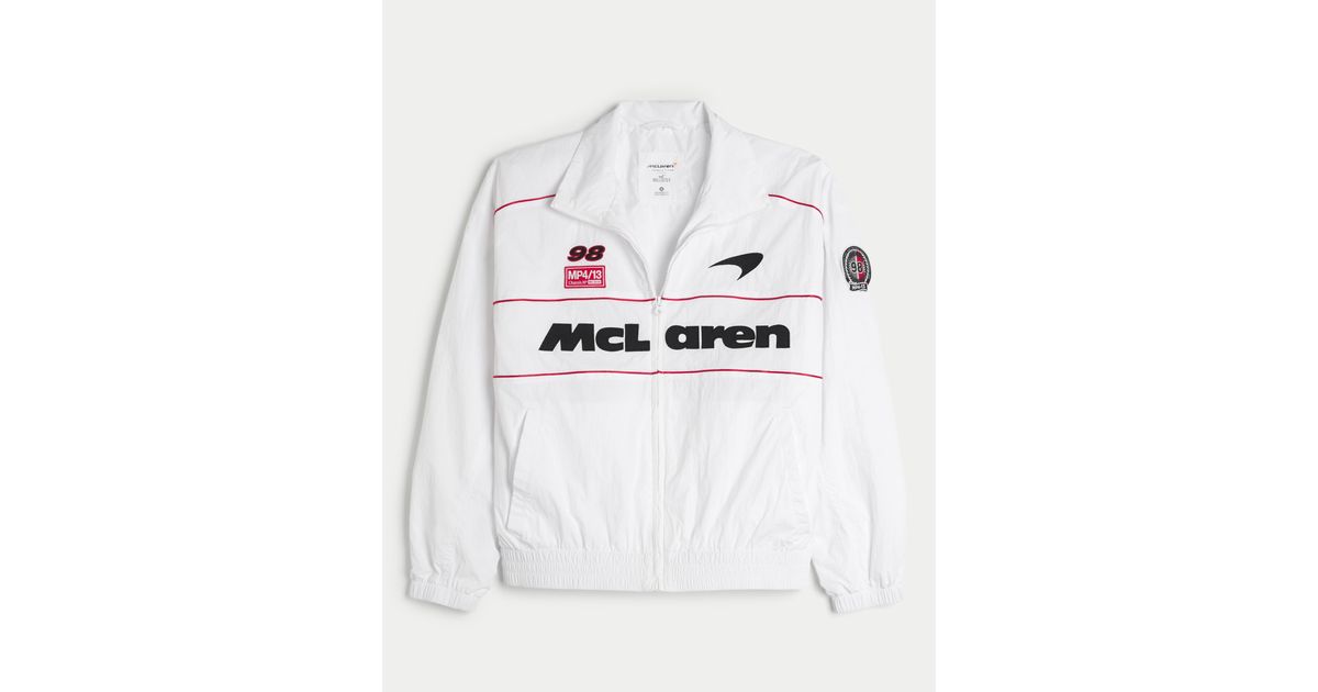 Hollister Sportjacke mit Reißverschluss und McLaren-Grafik in Grau