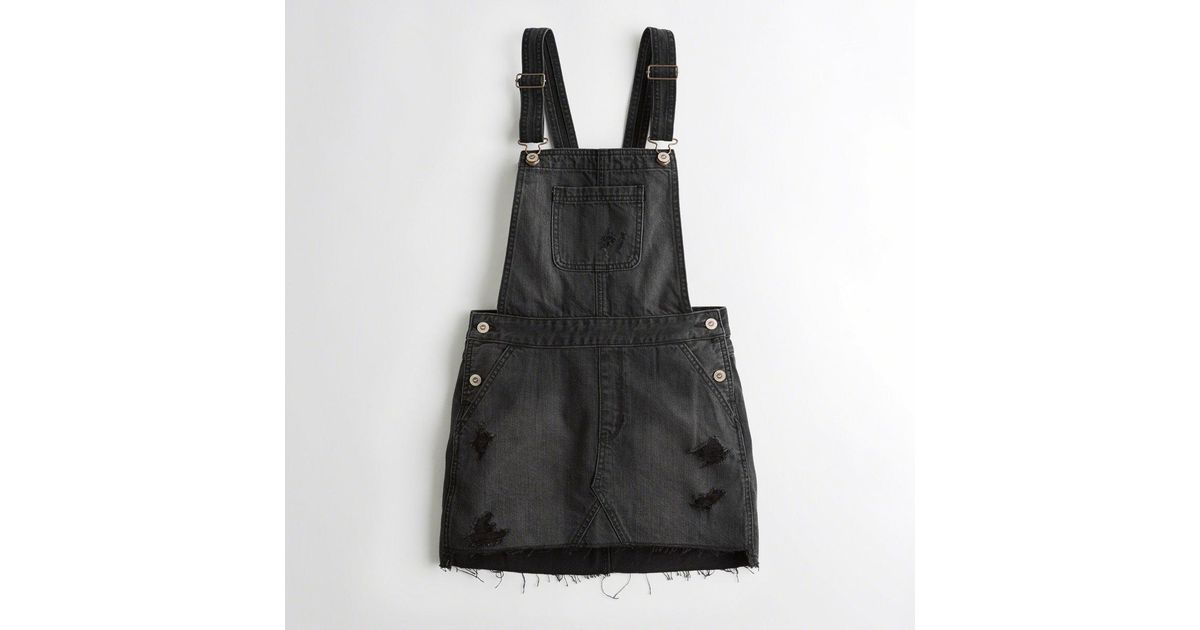 black jean overall skirt