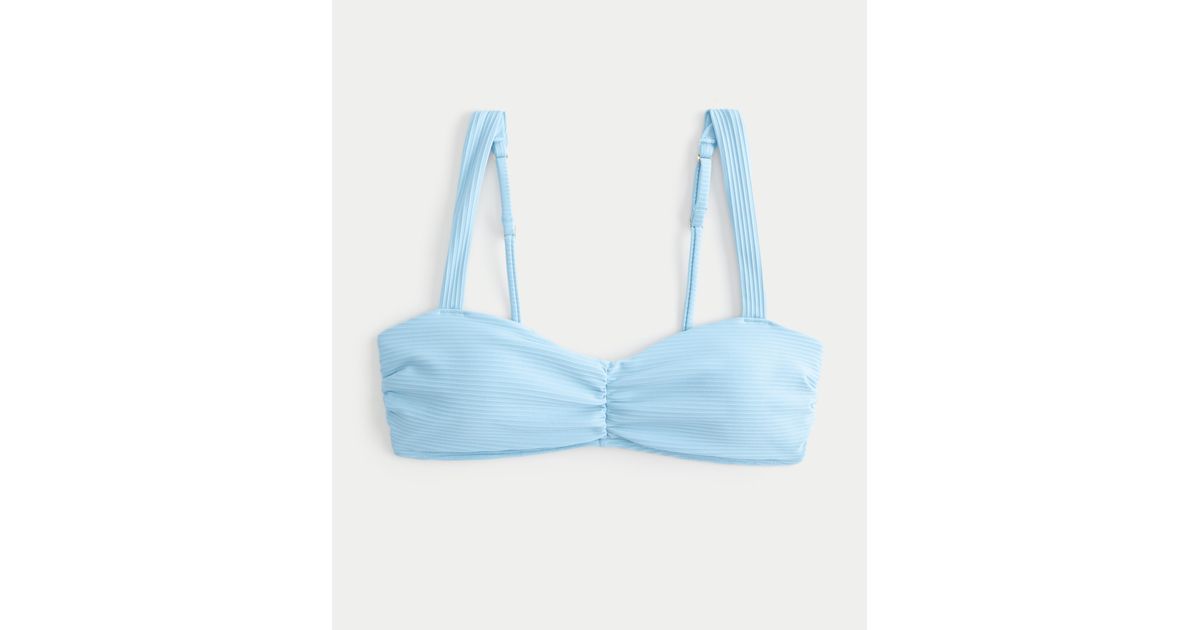 Hollister Ribbed Cinch Scoop Bikini Top in Blue Lyst UK
