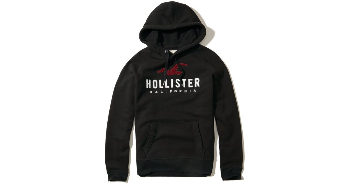 Lyst - Hollister Logo Graphic Hoodie in Black for Men
