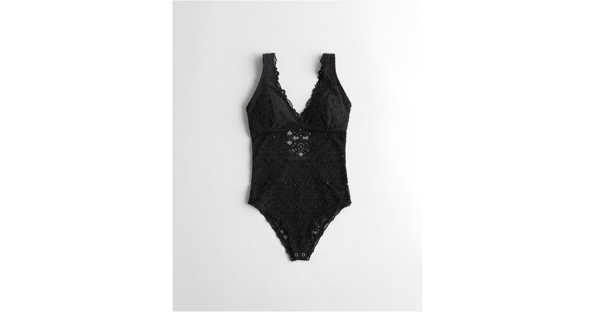 Hollister Black Gilly Hicks Lace Triangle Bodysuit