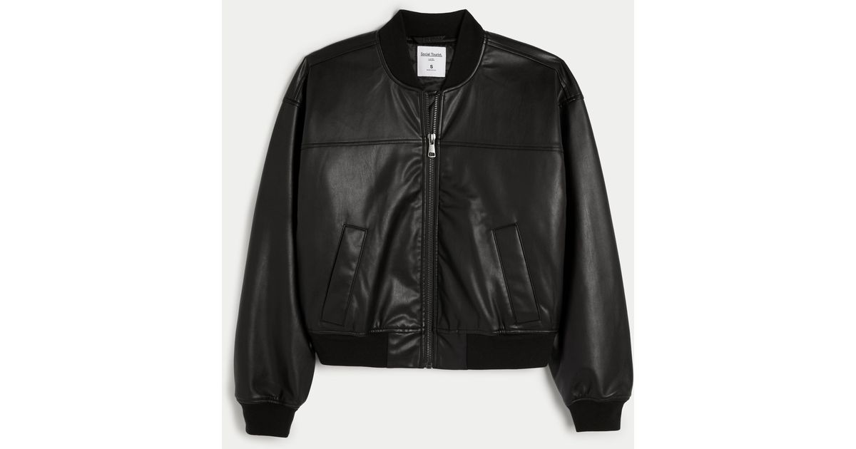 Hollister leather jacket online