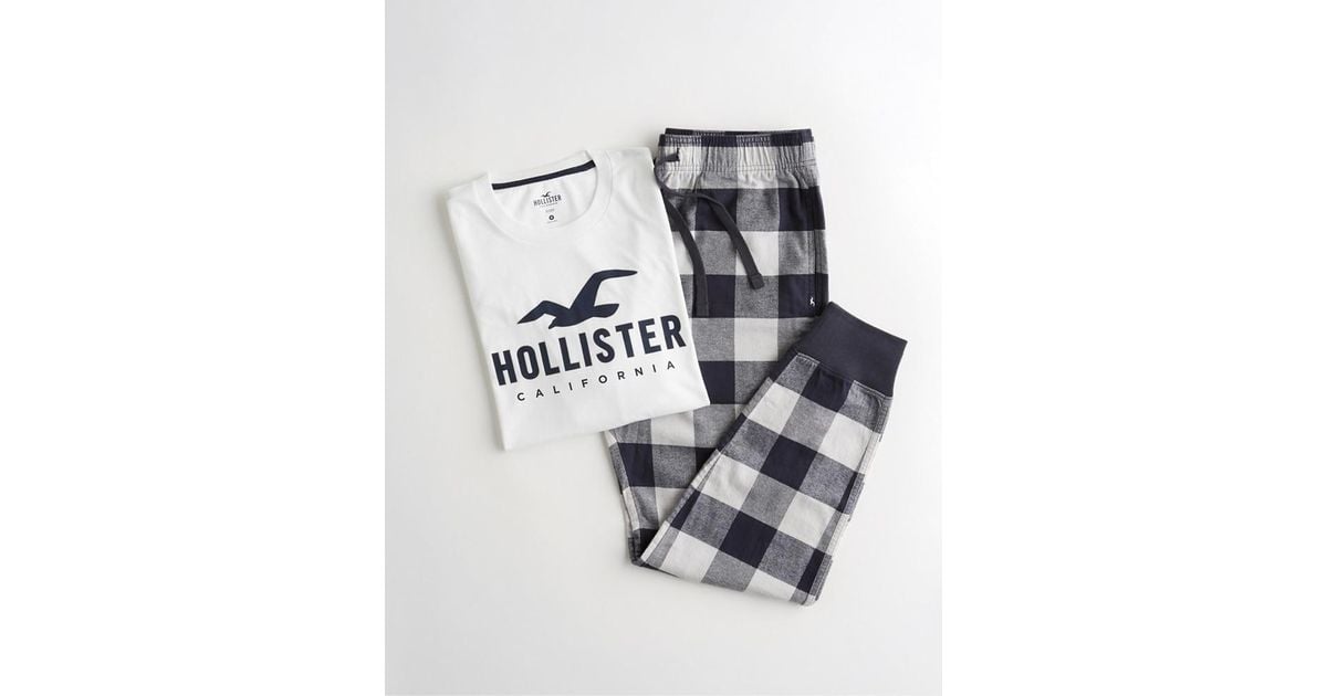 hollister graphic tee flannel sleep set