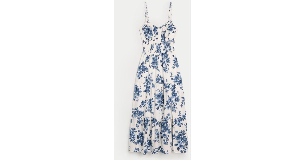 hollister smocked waist crisscross back midi dress Smocked Waist Crisscross Back Midi Dress Hollister