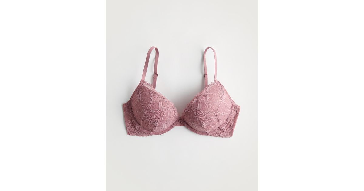 Hollister Pink Gilly Hicks Lace Push-up Plunge Bra