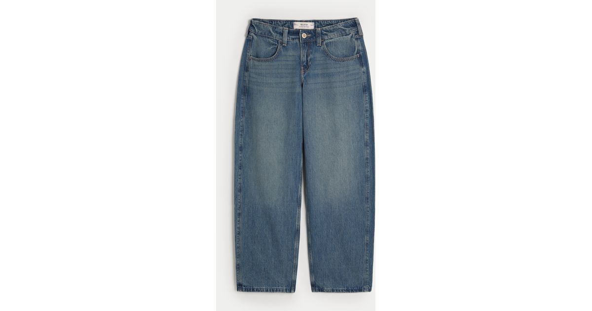 Hollister Low Rise Tapered Baggy-Jeans in mittlerer Waschung in