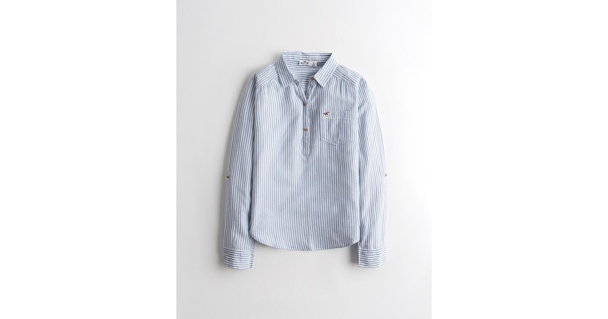Hollister Woven Popover Shirt in Blue Lyst UK