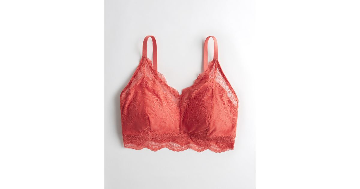 Gilly Hicks lace halterneck triangle cup bralette in red