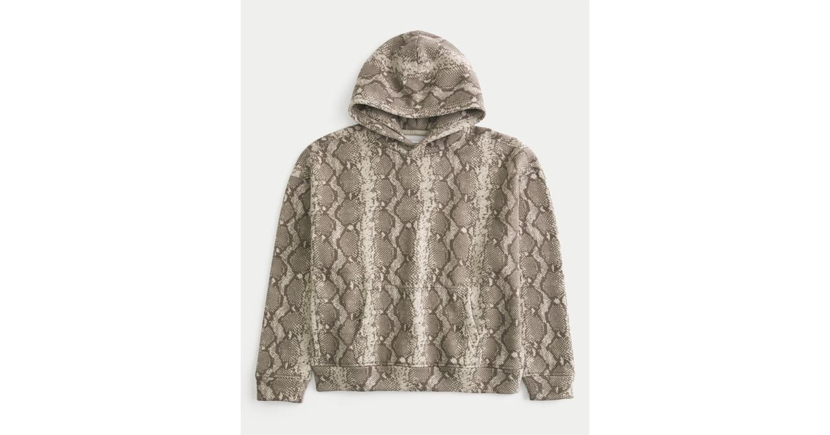 Hollister Boxy Snake Skin Print Hoodie in Brown for Men | Lyst UK