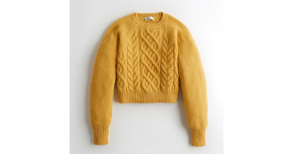 cable crewneck sweater hollister