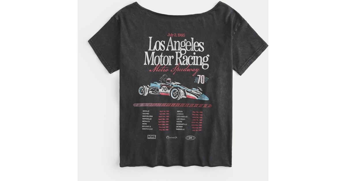 Maglietta Uomo Oversize Lavaggio Acido: Stampa Road Racing Vintage Los Angeles