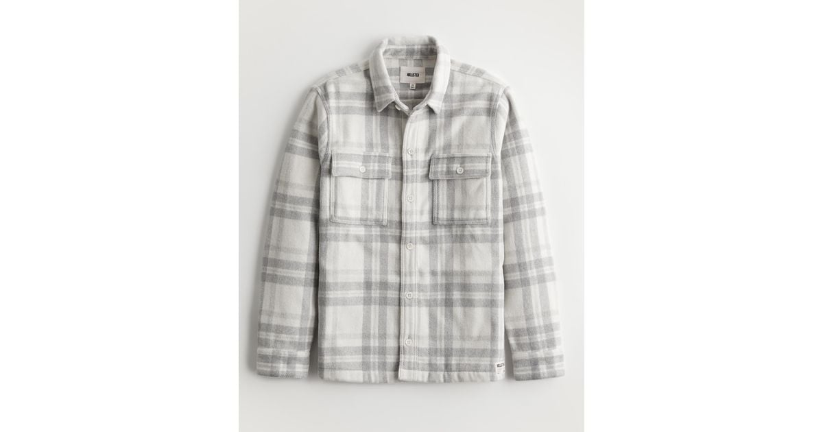 Hollister Heavyweight Flannel Shirt Jacket in Grey for Men Lyst UK