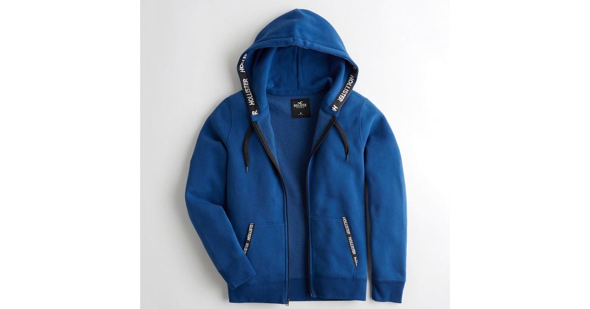hollister blue zip hoodie