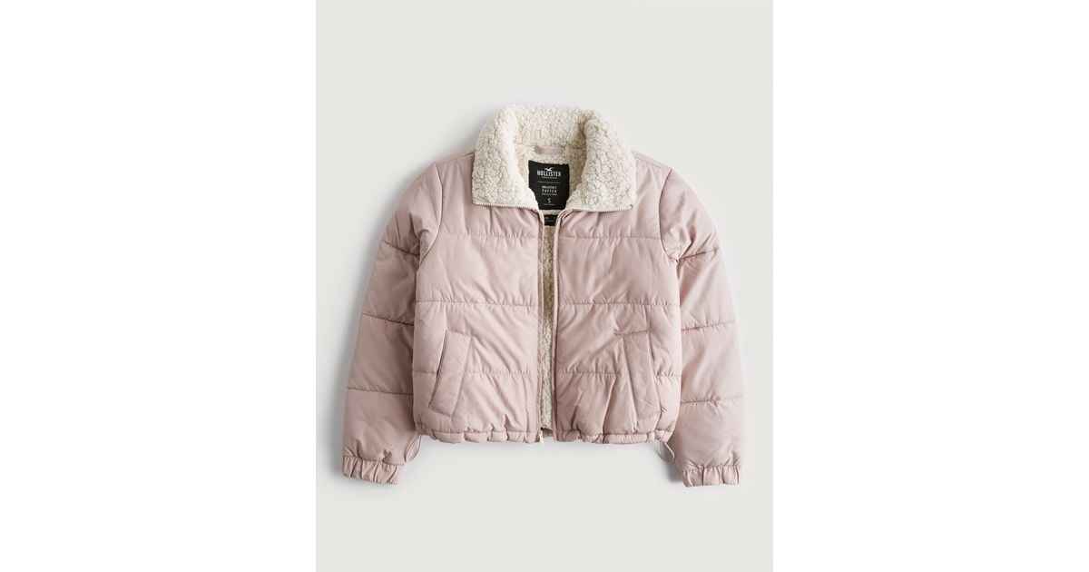 Hollister Sherpalined Puffer Jacket in Pink Lyst UK