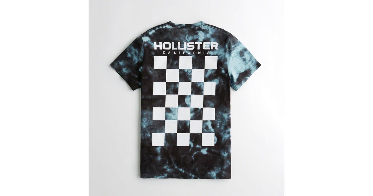 Hollister Black Guys Tie Dye Checkerboard Graphic Tee From Hollister For Men