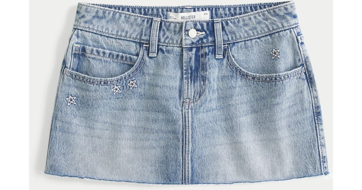 Hollister Bow Denim Skirt Hollister Low-rise Star Embroidered