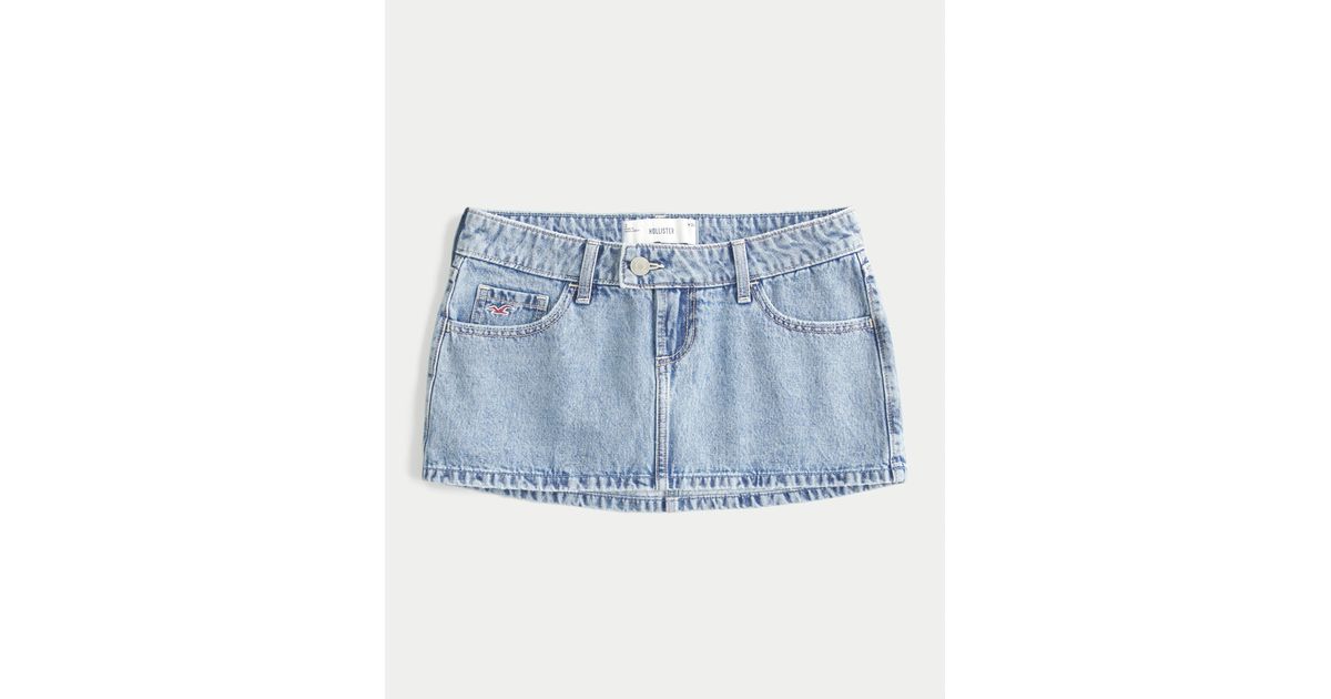 Hollister Ultra Low-rise Denim Icon Micro Mini Skort in Blue | Lyst UK