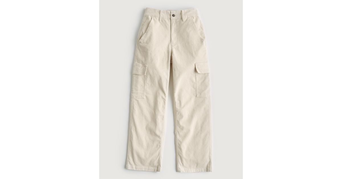 Hollister Ultra Highrise Corduroy Baggy Cargo Pants in Natural Lyst UK