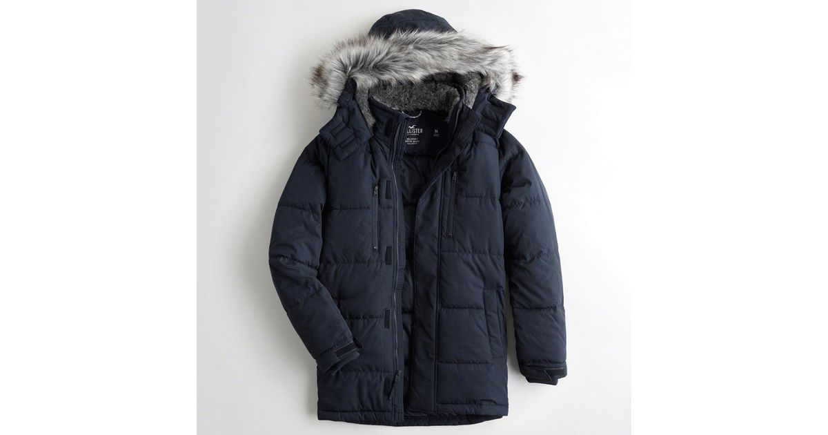 hooded puffer jacket hollister