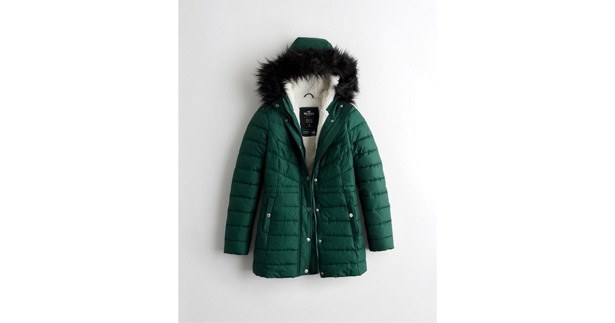 sherpa lined puffer parka hollister