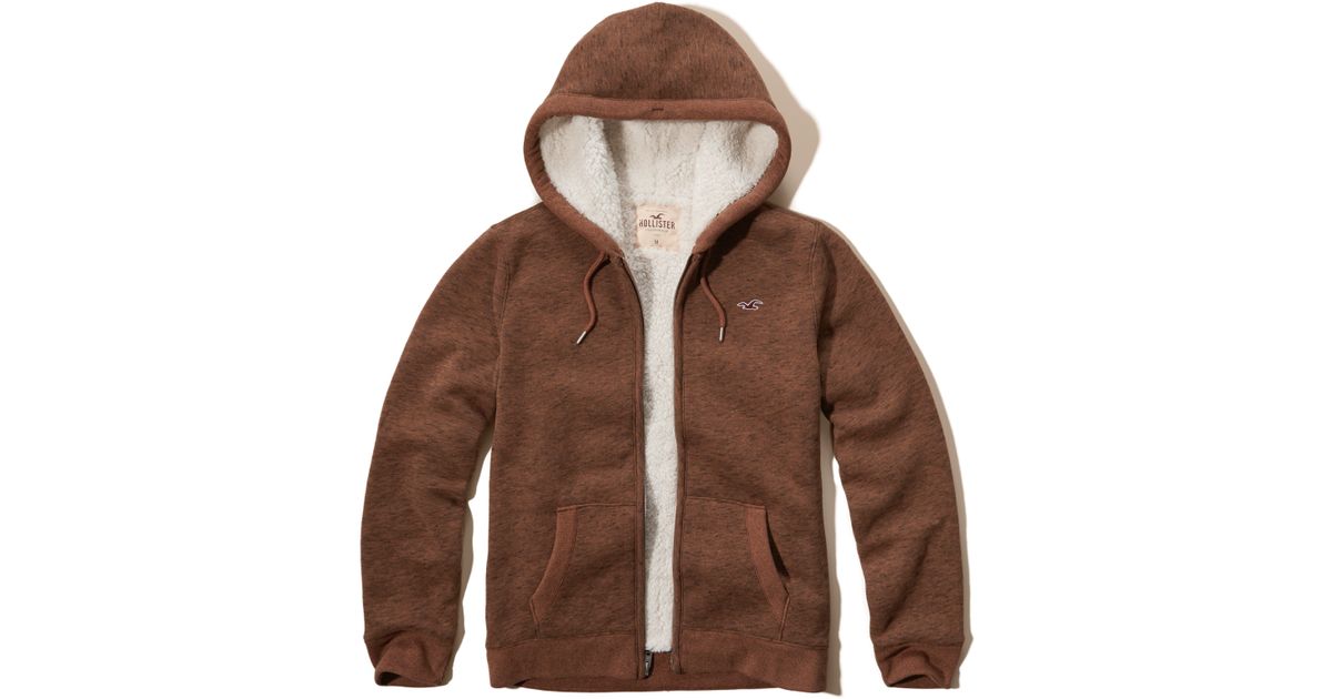 Hollister Red Sherpa-lined Full-zip Icon Hoodie For Men | craft-ivf.com
