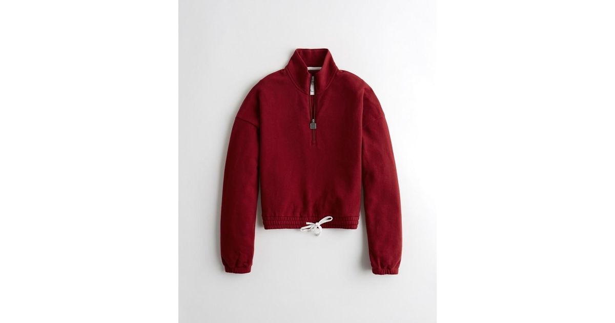 hollister sherpa half zip mockneck sweatshirt