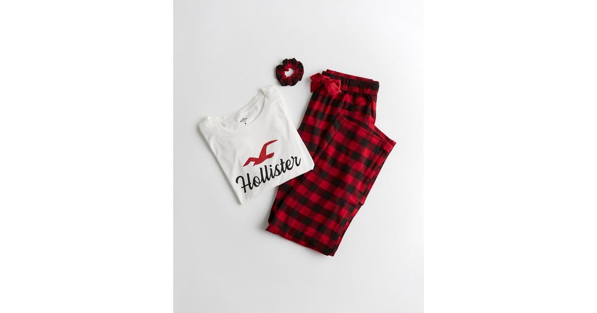 Hollister graphic tee flannel sleep set hotsell
