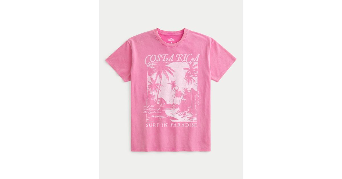 Hollister Oversized Costa Rica Graphic Tee in Pink Lyst UK