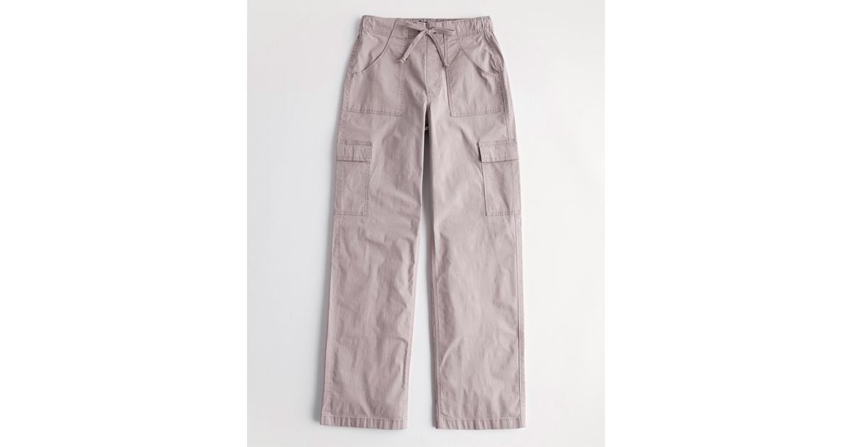 Hollister Adjustable Rise Poplin Baggy Cargo Pants in Purple Lyst UK