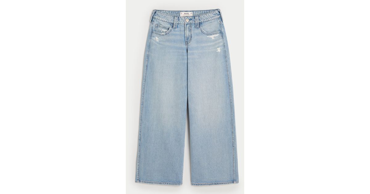 Hollister Low rise Distressed Light Wash Super Baggy Jeans in Blue Lyst UK
