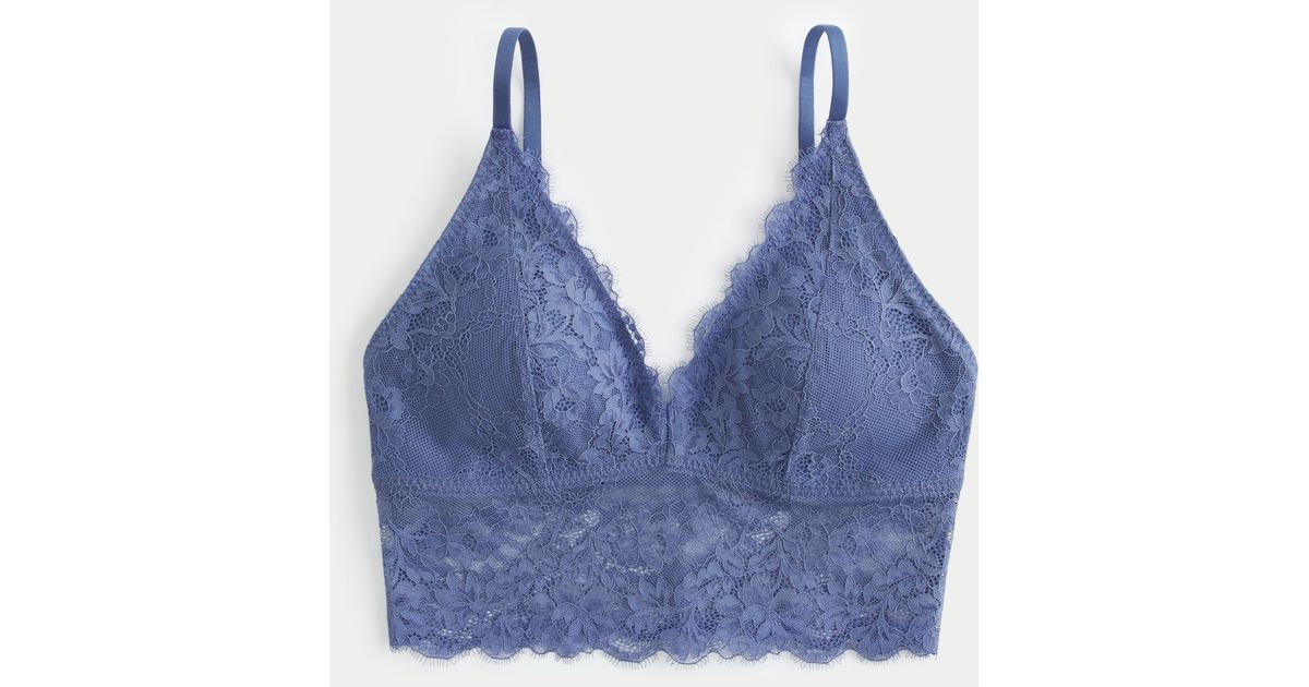 Hollister Gilly Hicks Lace Longline Bralette in Blue