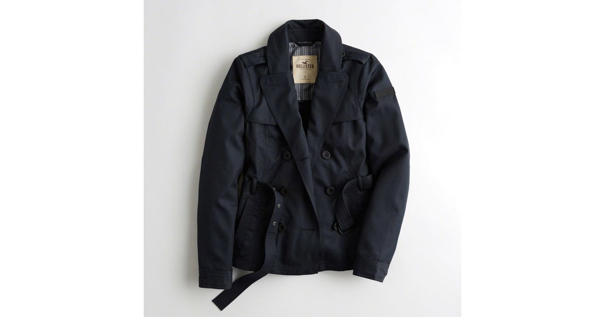 Hollister Black Belted Trench Jacket Lyst