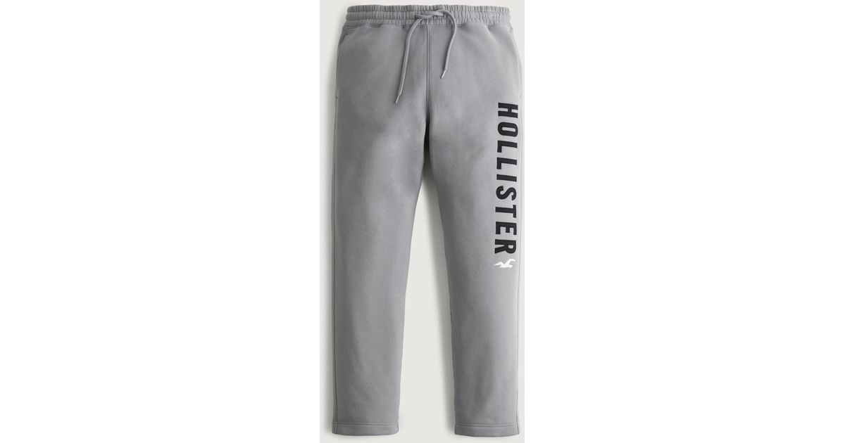 Hollister Gray Straight Logo Sweatpants for men