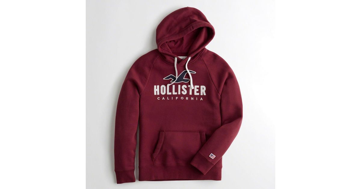 Hollister Guys Logo Graphic Hoodie From Hollister in Burgundy (Red ...