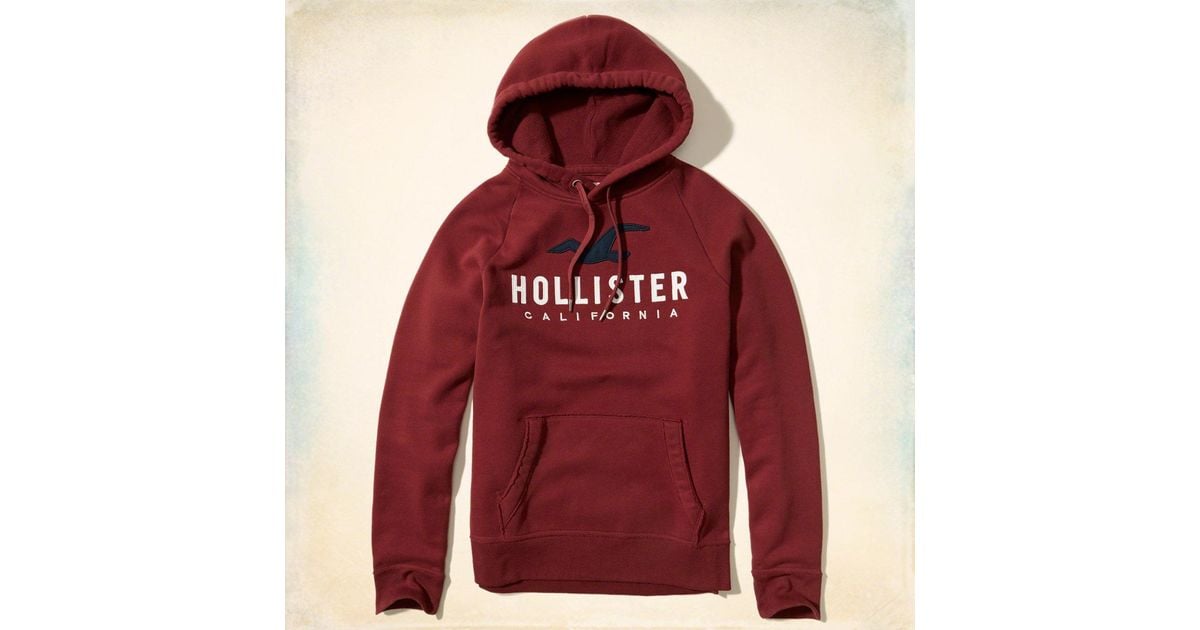 Hollister Logo Graphic Hoodie in Red for Men - Lyst