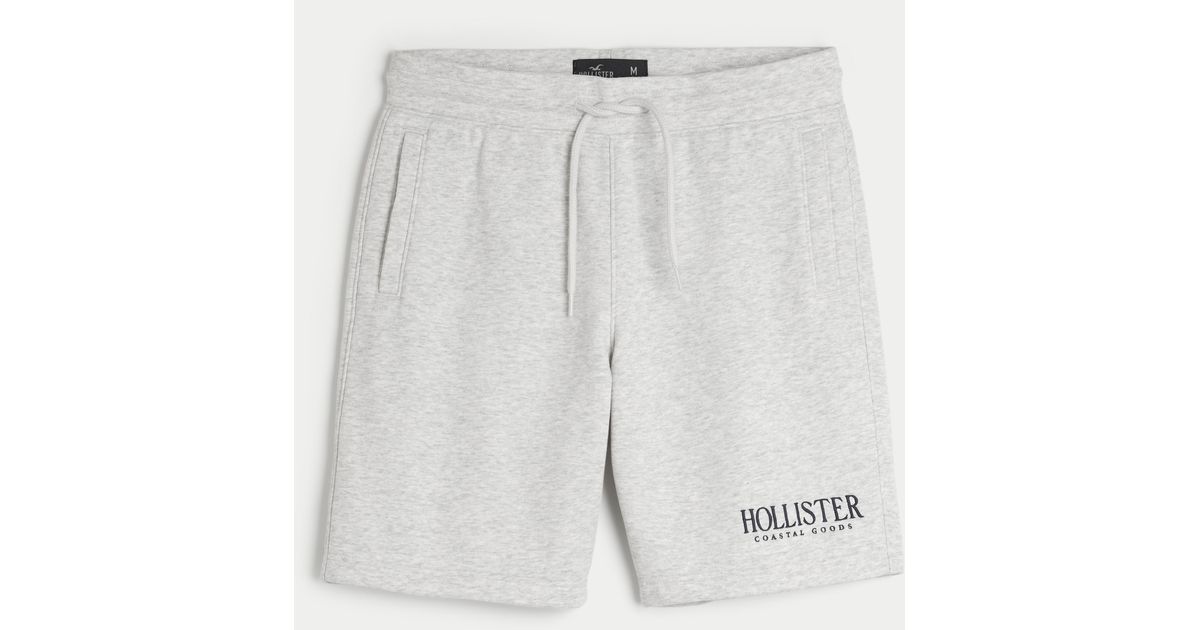 Hollister Fleece Logo Graphic Shorts 9 in Grey for Men Lyst UK