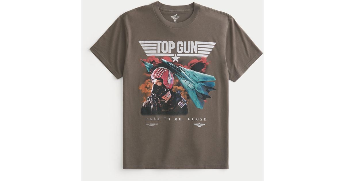 Hollister Relaxed Top Gun Graphic Tee in Grey for Men | Lyst UK