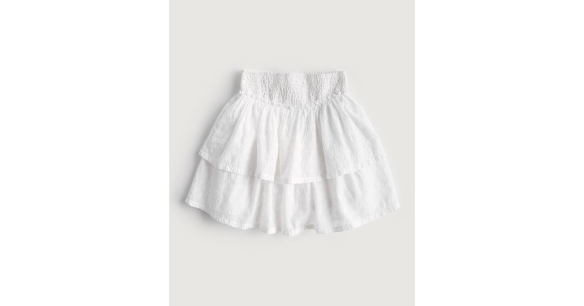 Hollister Ultra Highrise Tiered Floral Embroidery Mini Skirt in White Lyst UK