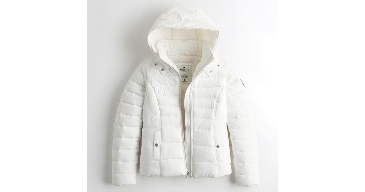 white hollister coat