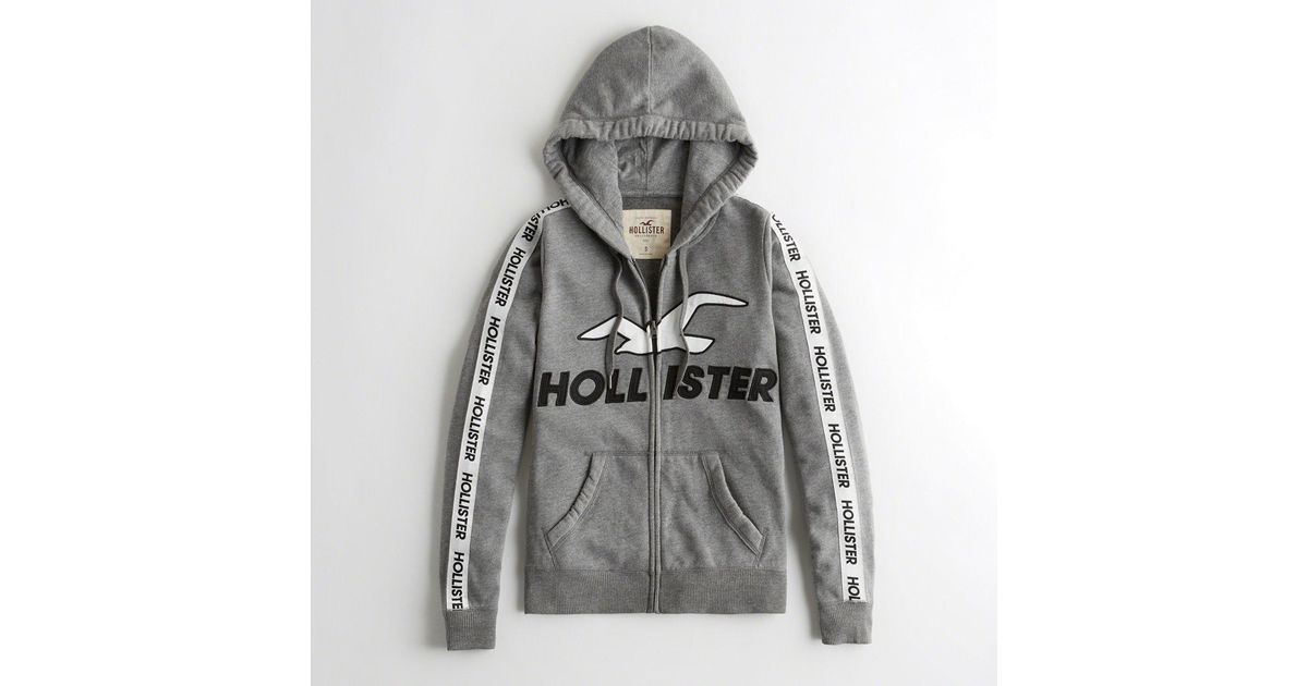 logo tape hoodie hollister
