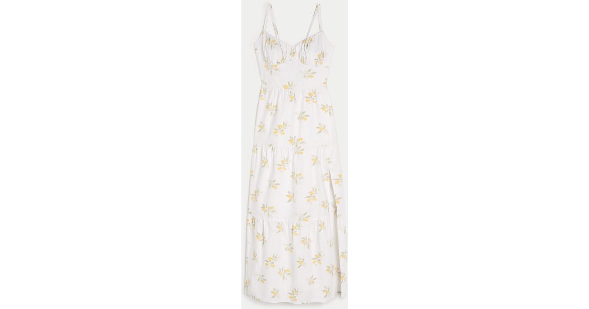 Hollister Linen-blend Open Back Maxi Dress in White | Lyst UK