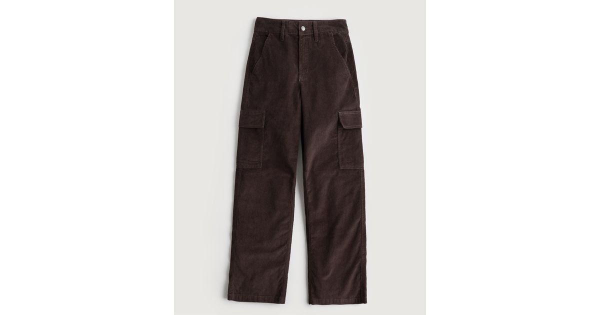 Hollister Ultra Highrise Corduroy Baggy Cargo Pants in Brown Lyst UK